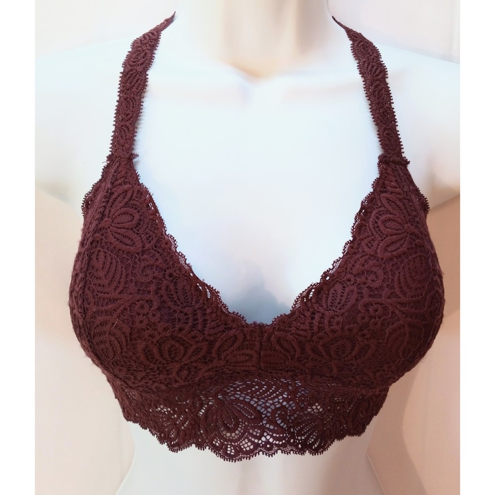 Auden Lace Lightly Lined Rackerback Padded Bralette, Women's Bra, XS, Brown